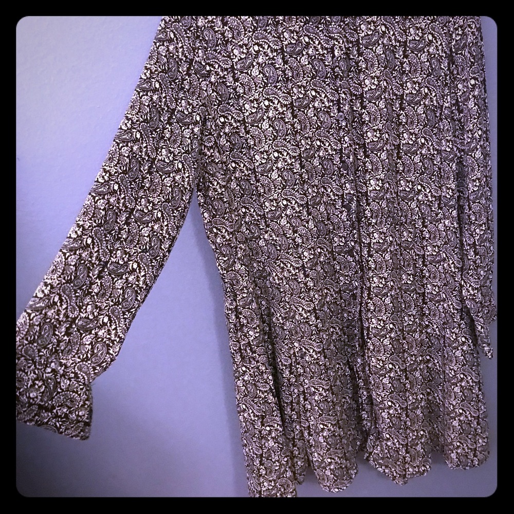 Gap Long sleeve ruffle dress, grey, black & cream